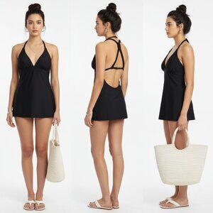 Hula Honey Black Tankini Strappy Bathing Swim Suit Top XL